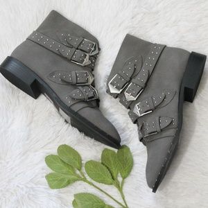 SMOKY GRAY BOOTIES WITH BUCKLES